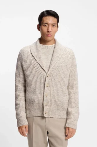 Knitted cardigan in cashmere and wool