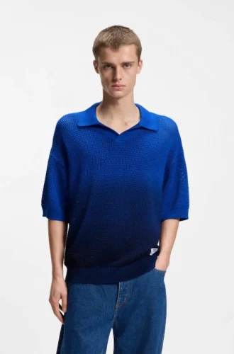 Knitted-cotton sweater with dip-dye effect