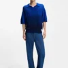 Knitted-cotton sweater with dip-dye effect