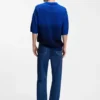Knitted-cotton sweater with dip-dye effect