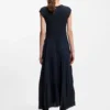 Knitted dress with plissé skirt part