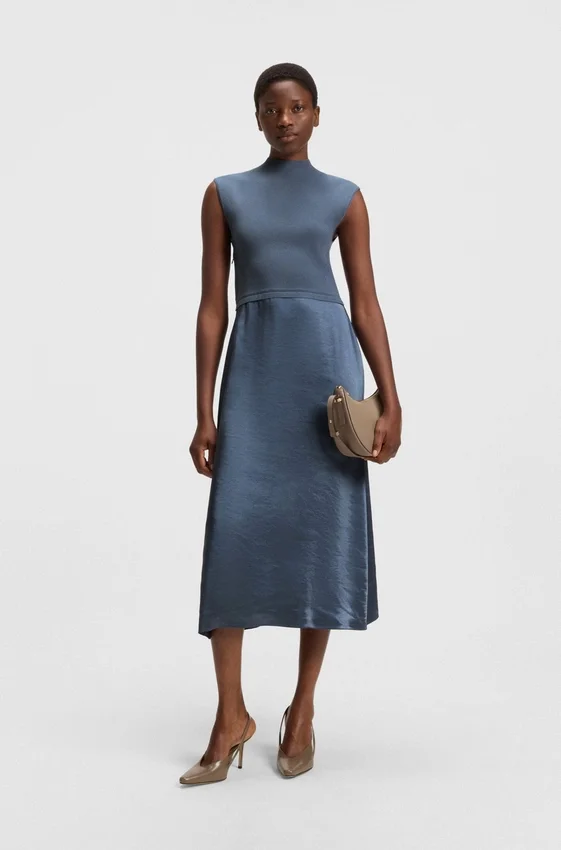 Knitted dress with satin skirt Knitted dress with satin skirt