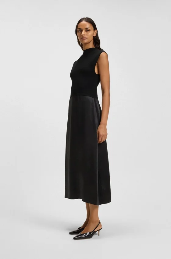 Knitted dress with satin skirt Knitted dress with satin skirt