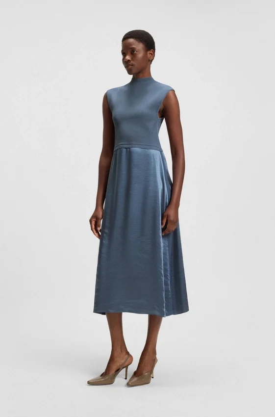 Knitted dress with satin skirt Knitted dress with satin skirt