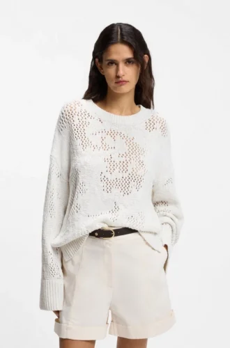 Knitted-pattern sweater in a cotton blend