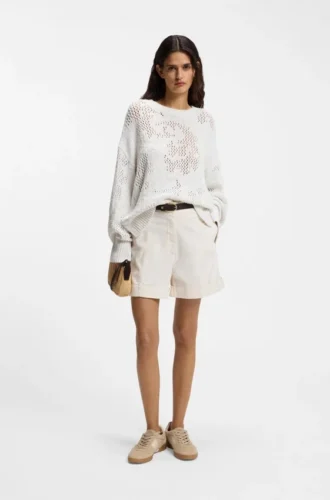 Knitted-pattern sweater in a cotton blend