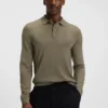Knitted polo sweater in virgin wool