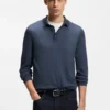 Knitted polo sweater in virgin wool
