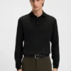 Knitted polo sweater in virgin wool