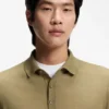 Knitted polo sweater in virgin wool