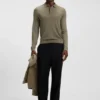 Knitted polo sweater in virgin wool