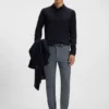 Knitted polo sweater in virgin wool