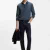 Knitted polo sweater in virgin wool