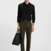 Knitted polo sweater in virgin wool