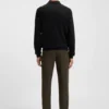 Knitted polo sweater in virgin wool