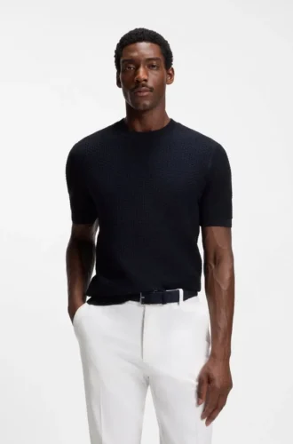 Knitted-structure sweater in cotton