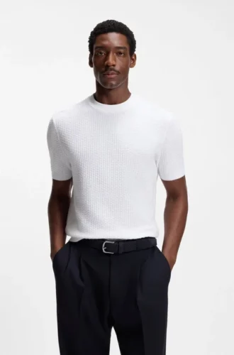 Knitted-structure sweater in cotton