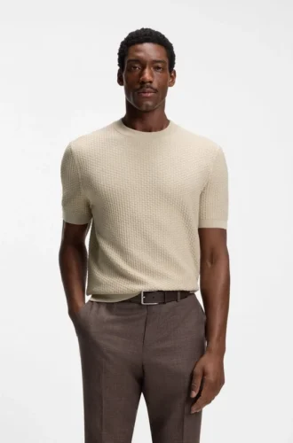 Knitted-structure sweater in cotton