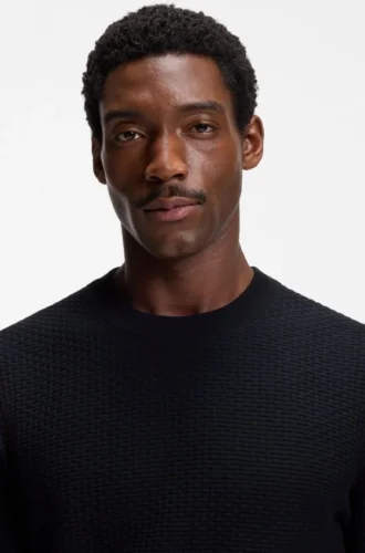 Knitted-structure sweater in cotton
