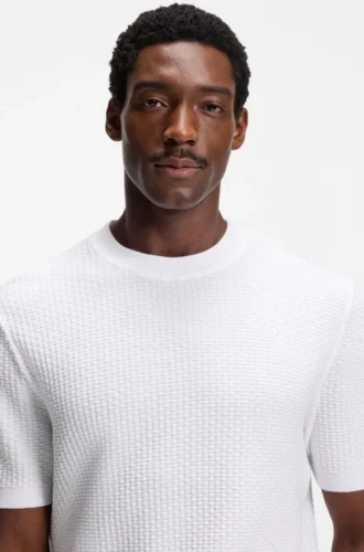 Knitted-structure sweater in cotton