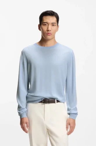 Knitted sweater in wool, silk, and cashmere