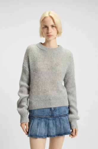 Knitted sweater with Happy HUGO badge