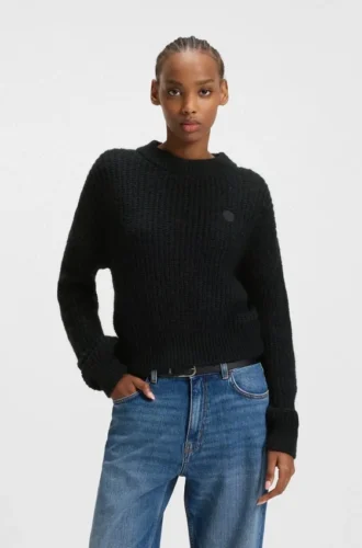 Knitted sweater with Happy HUGO badge