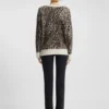 Knitted sweater with leopard jacquard