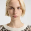 Knitted sweater with leopard jacquard