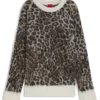 Knitted sweater with leopard jacquard