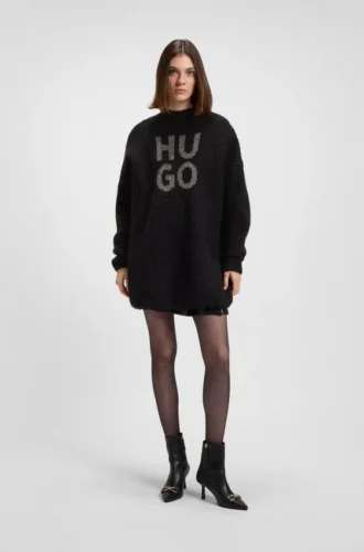 Knitted sweater with sparkling stacked logo