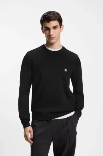 Knitted sweater with stacked logo
