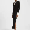 Knitted tube dress with logo keyhole placket