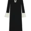 Knitted tube dress with logo keyhole placket