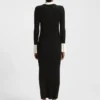 Knitted tube dress with logo keyhole placket