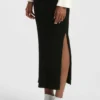 Knitted tube dress with logo keyhole placket