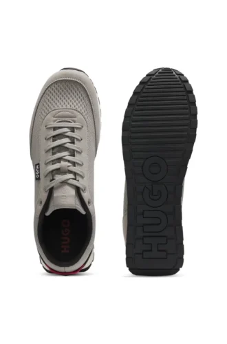 Knitted-upper sneakers with logo flag