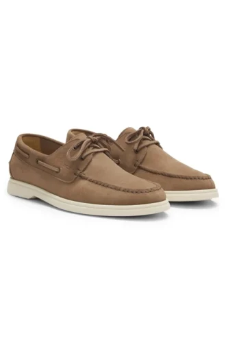 Lace-detail boat shoes in suede