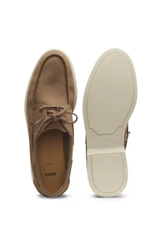 Lace-detail boat shoes in suede