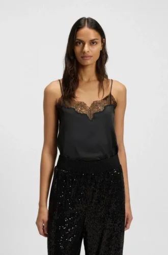 Lace-detail camisole in satin
