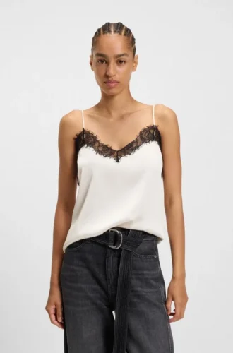 Lace-detail camisole in satin