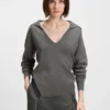 Lace-insert sweater in wool and cashmere