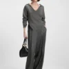 Lace-insert sweater in wool and cashmere