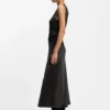 Lace-trim dress in seersucker satin