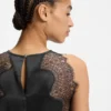 Lace-trim dress in seersucker satin