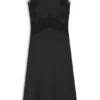 Lace-trim dress in seersucker satin