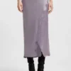 Lace-trim maxi skirt with wrap front