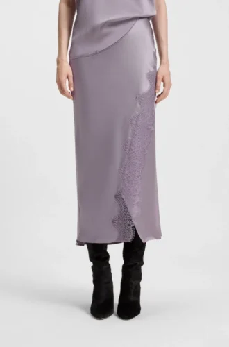 Lace-trim maxi skirt with wrap front Lace-trim maxi skirt with wrap front