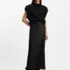 Lace-trim maxi skirt with wrap front