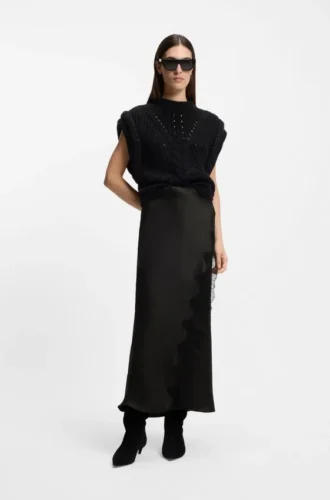 Lace-trim maxi skirt with wrap front Lace-trim maxi skirt with wrap front